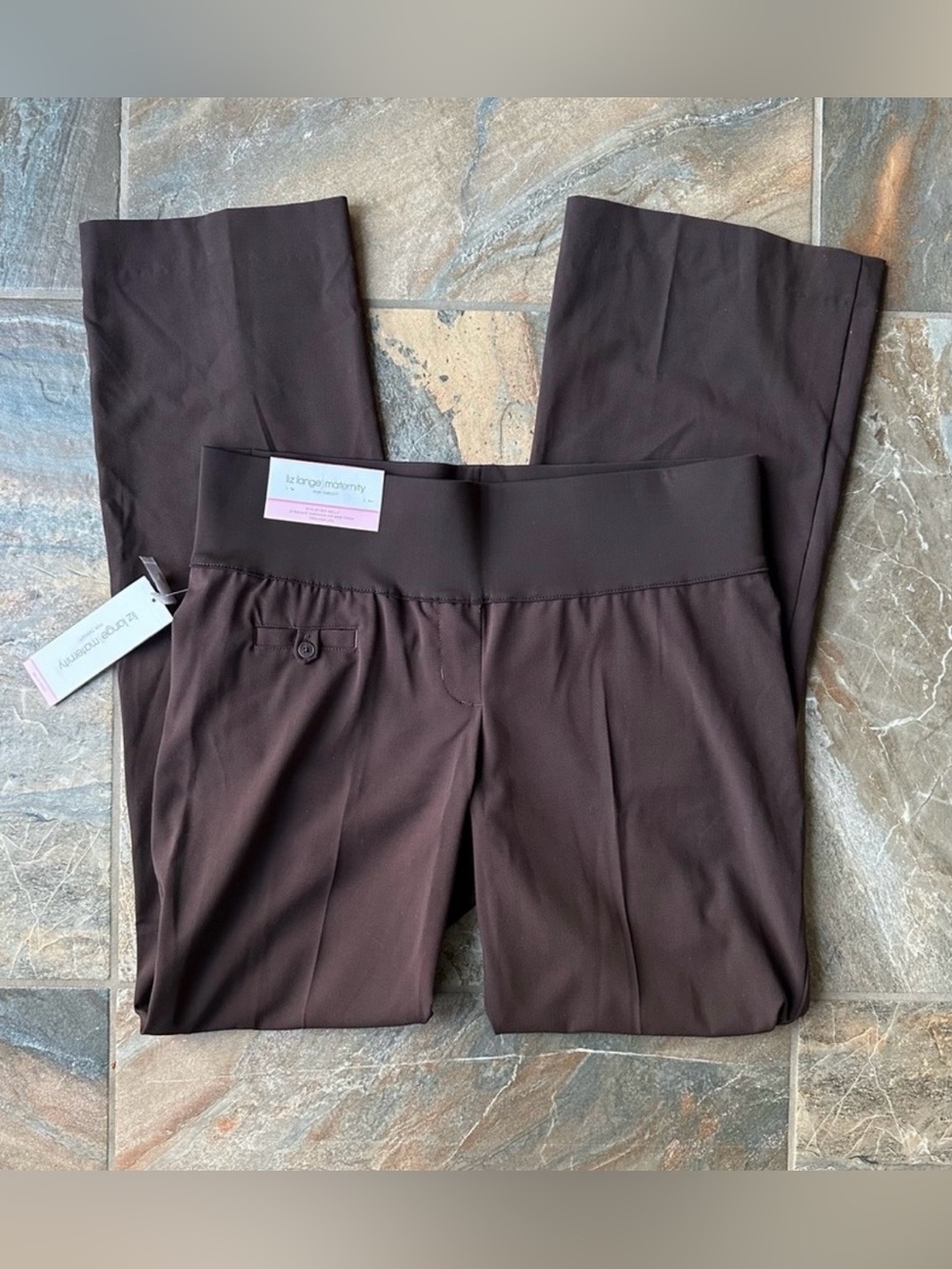 Liz Lange Maternity Women's Brown Dress Pants NWT Size 4 Belly Panel Trousers